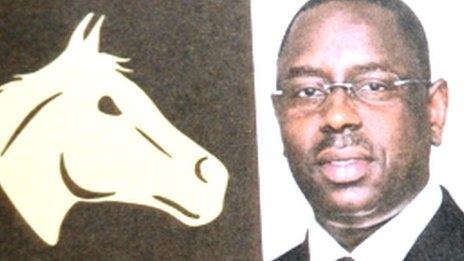 A ballot for Macky Sall showing the symbol of his party - the horse