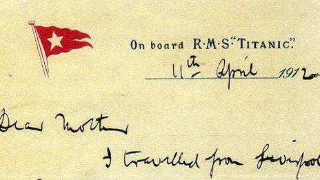Letter written on board Titanic by Belfast doctor