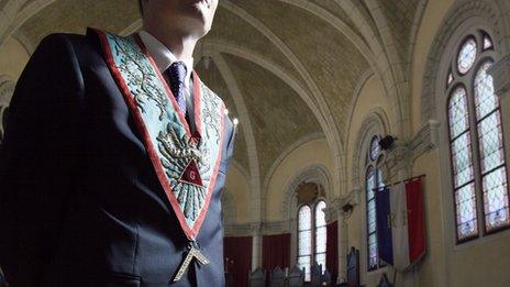 Man in Freemasons' lodge in France