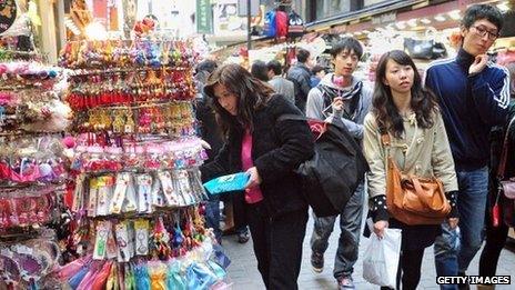Shoppers in Seoul