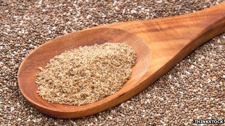 Spoon of ground chia seeds