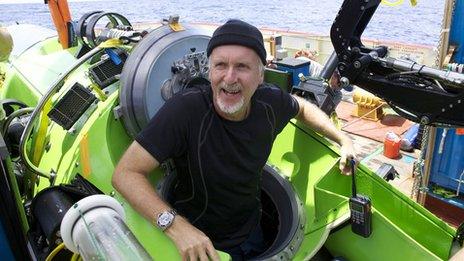 James Cameron after returning to the surface