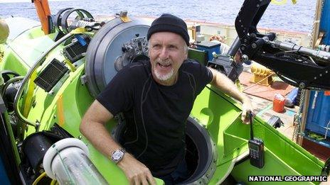 James Cameron after returning to the surface