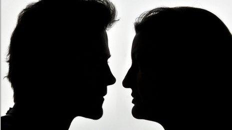 Man and woman in silhouette