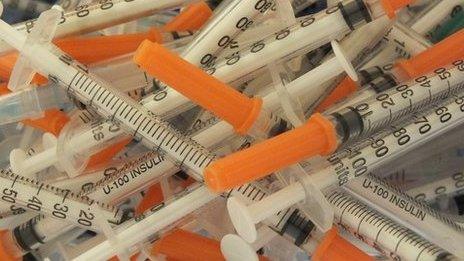 Used syringes brought to a Tallinn needle exchange