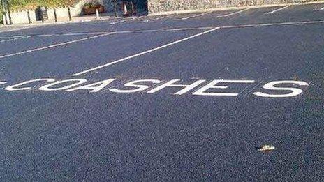The "coashes" sign at Morfa Bach car park, Conwy (picture courtesy of dailypost.co.uk)