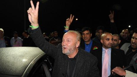George Galloway celebrating with his supporters