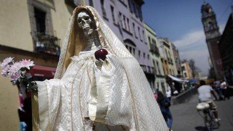 A statue of "Saint Death" is seen in Mexico City March 7, 2012.
