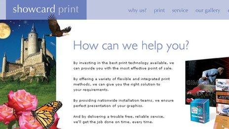 Showcard Print web page