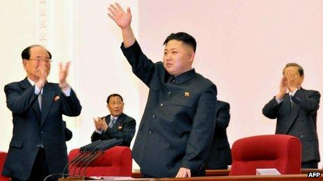 Kim Jong-un at the Workers' Party conference in Pyongyang on 11 April 2012 (Image via KCNA)