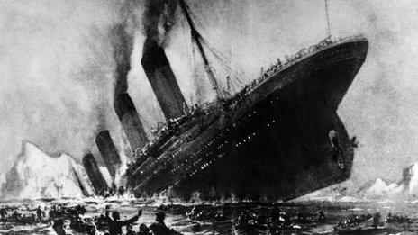 Engraving of the sinking of the Titanic