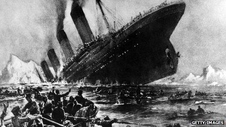 Engraving of the sinking of the Titanic