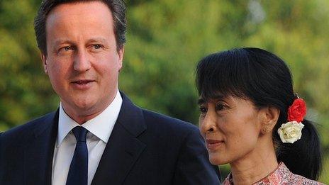Aung San Suu Kyi and David Cameron