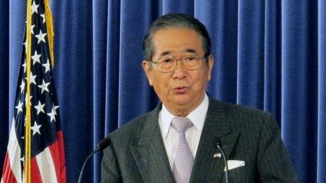 Tokyo governor Shintaro Ishihara speaking at the Heritage Foundation forum in Washington on 16 April 2012.