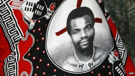 A portrait of Swaziland's King Mswati III on a a traditional costume (Archive shot 2007)