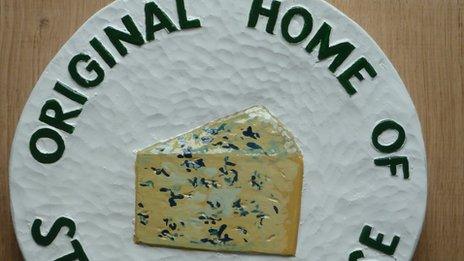 Plaque saying Original Home of Stilton Cheese