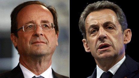 Francois Hollande (left) and Nicolas Sarkozy