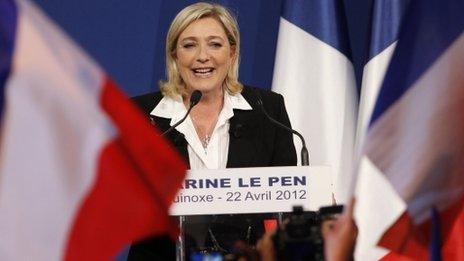 Marine Le Pen celebrating on 22 April