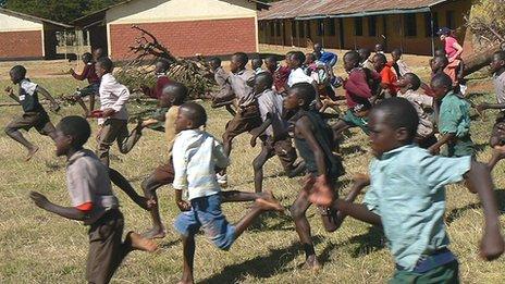 Children running in a race in Iten, Kenya