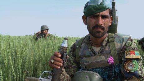 Afghan soldier on exercise in Helmand province