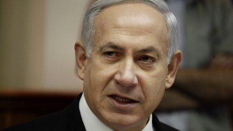 Israeli Prime Minister Benjamin Netanyahu addresses the weekly cabinet meeting at his Jerusalem office on May 7, 2012 in Jerusalem, Israel