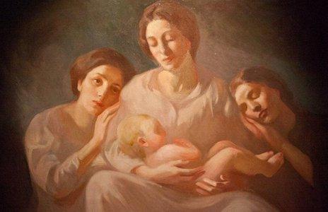A portrait by Kahlil Gibran of his family