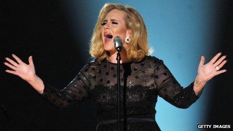 Adele singing at the Grammys