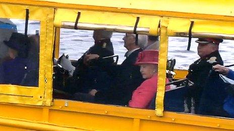 The Queen on board the Duckmarine