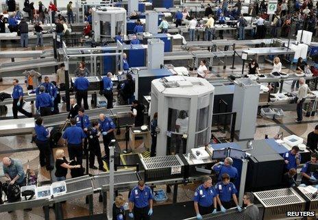Security checks at Denver International Airport