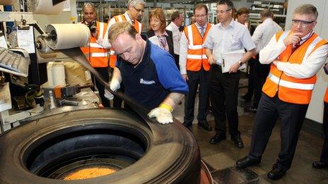 Business Minister Mark Prisk at the Stoke-on-Trent Michelin factory