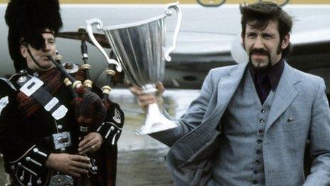 Former Rangers captain John Greig with the European Cup Winners' Cup