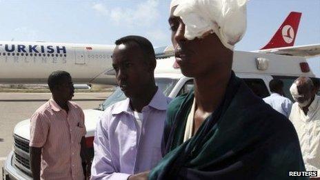 Patients at Mogadishu airport - 6 October 2011
