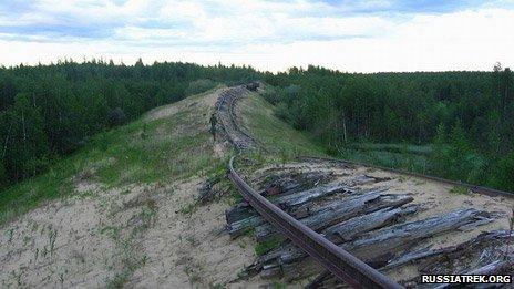 Exposed track of Salekhard-Igarka railway