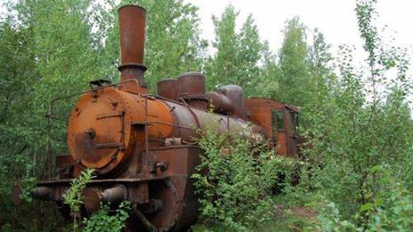 Rusty train on Salekhard-Igarka railway
