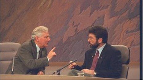 Gay Byrne in his famous 'frosty' interview with Gerry Adams