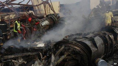 The scene of the air crash in Lagos