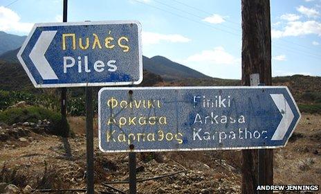 Sign-post including the name 'Piles'