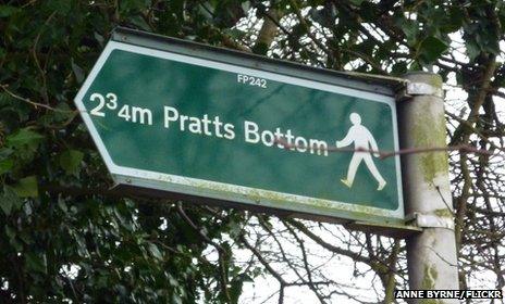 Sign of the town Pratts Bottom