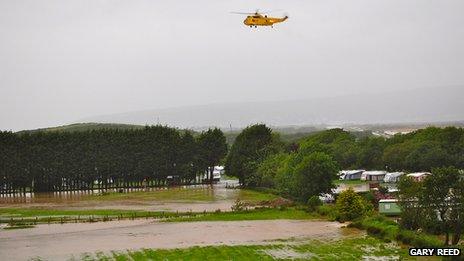 Helicopter above Glanlerry Caravan Park