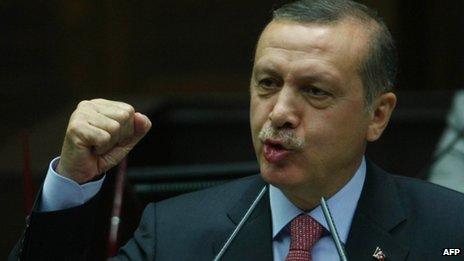 Turkey's Prime Minister Recep Tayyip Erdogan addresses parliament in Ankara on 12 June 2012 and announces that Kurdish can be taught in Turkish schools for the first time.