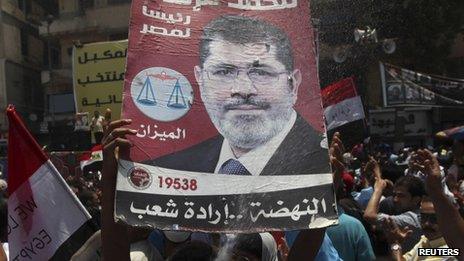 Mohammed Mursi supporters continue their celebrations in Cairo, 25 June