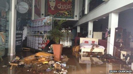 Flooded shopping centre