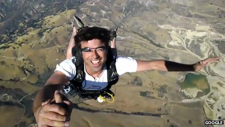 Google employee wears Project Glass while skydiving