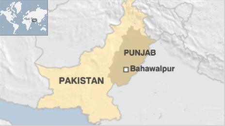 Map of Pakistan showing location of Bahawalpur in Punjab.