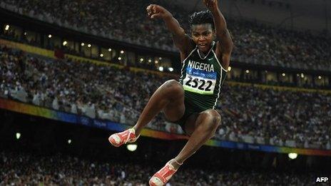 Nigerian long jump athlete Blessing Okagbare - (August 2008)