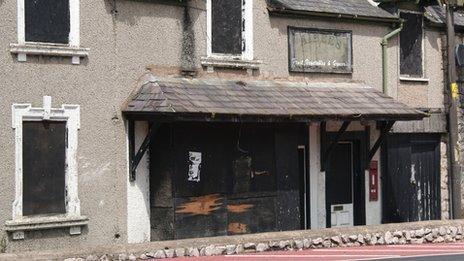 Boarded up properties in Mwrog Street, Ruthin, Denbighshire
