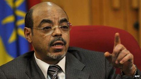 Ethiopian Prime Minister Meles Zenawi addresses a press conference at his office in Addis Ababa on May 26, 2010