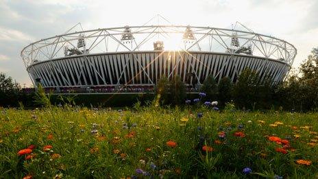 Olympic Stadium and flowers