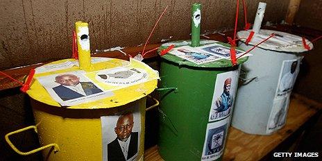 Voting drums in The Gambia