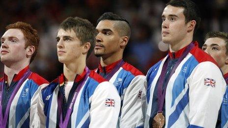 GB men's team gymnastics bronze medallists